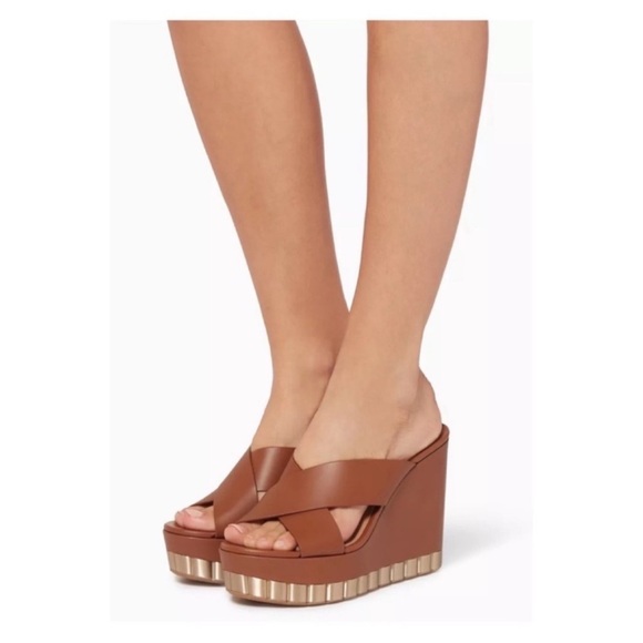 Salvatore Ferragamo Shoes - New! Salvatore Ferragamo Nicosia Wedge Platform Sandals in Brown Leather